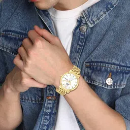 hemt HM-GR250-WHT-GLD Men Round-Dial Analogue Watch image 2