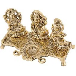 navyaksh Laxmi Ganesh Saraswati Idol with Diya Showpiece image 2