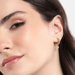 carlton london Women Gold-Plated Hoop Earrings image 2