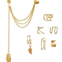 jewels galaxy Set of 7 Gold-Plated Earrings image 2