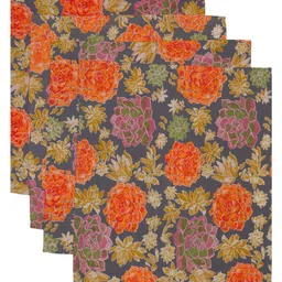 ratancart Pack Of 4 Floral Printed Square Shaped Napkin Set image 2