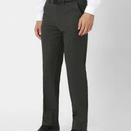 van heusen Men Houndstooth Slim Fit Flat-Front Trousers image 2