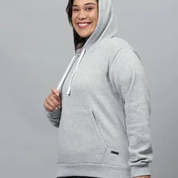 instafab plus Heathered Hoodie with Kangaroo Pockets image 2