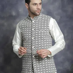 jompers Men Regular Fit Nehru Jacket with Button Closure image 2