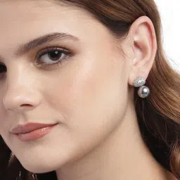 carlton london Silver-Plated Stone-Studded Stud Earrings image 2