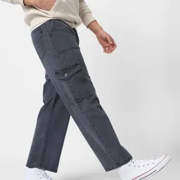 urbano fashion Men Loose Fit Non-Stretchable 6 Pockets Cargo Jeans image 2