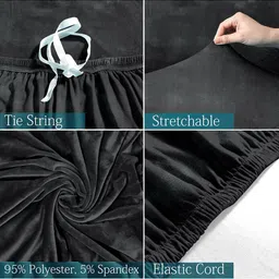 cortina eyelet curtain 1 Seater Sofa Cover with Velveteen Finish image 2