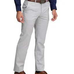 park avenue Men Relaxed Fit Flat-Front Trousers image 2