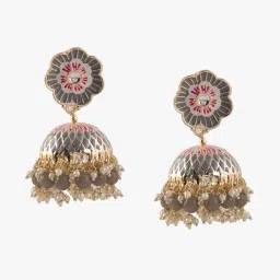 matchitt Gold Plated Meenakari Jhumki Earrings -JW-10101058GY image 2