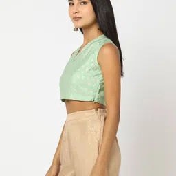 fusion Leaf Motif Relaxed Fit V-Neck Top image 2