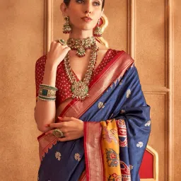 ri-wah Women Floral Woven Saree with Contrast Border image 2