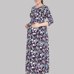 mamma's maternity Leaf Printed Gown Dress image 2