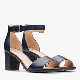 clarks Women Deva Mae Leather Chunky-Heeled Sandals image 2