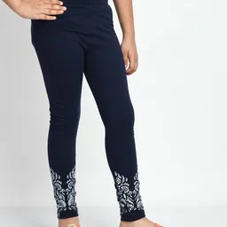 indiweaves Girls Pack of 2 Floral Print Leggings with Elasticated Waistband image 2
