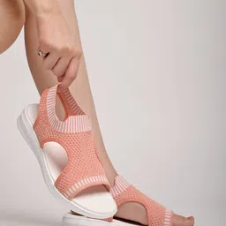 shoetopia Girls Knitted Open-Toe Flat Sandals image 2