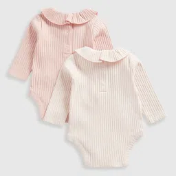 mothercare Pack of 2 Girls Ribbed Bodysuits image 2