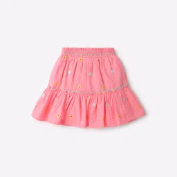 point cove Floral Embroidered Cotton Tiered Skirt image 2