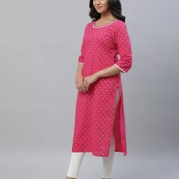 aurelia Women Geometric Print Regular Fit Straight Kurta image 2