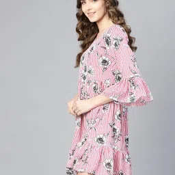 myshka Floral Print A-line Dress with Ruffled Sleeves image 2