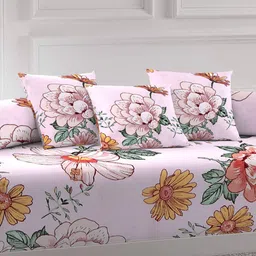 arrabi Set of 6 Floral TC Cotton Blend Diwan Set image 2