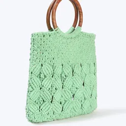 svrnaa by azorte Crochet-Knit Tote Bag with Double-Handles image 2