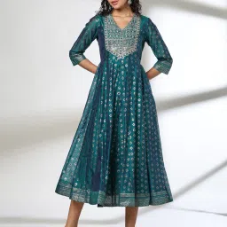 avaasa set Women Geometric Print Fit & Flare Dress image 2