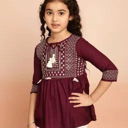 ishti Girls Embroidered Top with Neck Tie-Up image 2