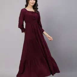 aayu-all about you Women Fit & Flare Dress with Puff Sleeves image 2