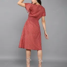 Shein Casual Smocked Waist Polka-Dot Angel Sleeve Midi Empire Dress image 2