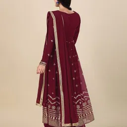 fashion basket Women Embroidered 3-Piece Semi-Stitched A-Line Dress Material image 2