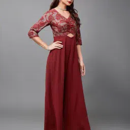 miss chase Women Lace Jumpsuit with Waist Cut-Out image 2