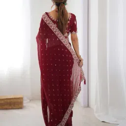 ri-wah Women Embellished Design Sequins Traditional Saree image 2