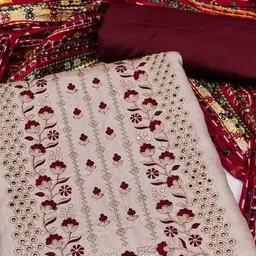 nyrika Women Embroidered 3-Piece Unstitched Dress Material image 2