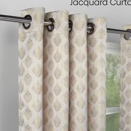 haus & kinder Pack of 2 Leaf Print Window Curtains image 2