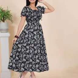 xqsee Women Floral Print Off-Shoulder Fit & Flare Dress image 2