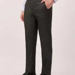 park avenue Men Flat Front Slim Fit Trousers  image 2