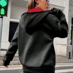 christy world x ag Women Typographic Print Relaxed Fit Hooded Jacket image 2