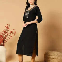 nyrika Women Embroidered A-Line Kurti image 2