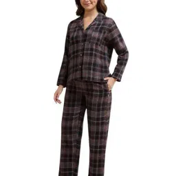 amante Women Checked Shirt & Pyjamas Set image 2
