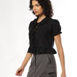 fyre rose Women Regular Fit Shirt with Neck Tie-Up image 2