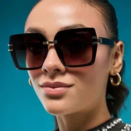 hashtag eyewear Women UV Protected Shild Sunglasses - G-15065-brown image 2
