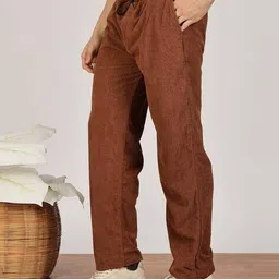 alpha tribe Men Ribbed Straight Track Pants image 2