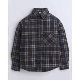 baat cheet Boys Checked Regular Fit Shirt with Spread Collar image 2