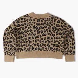 gap kids Girls Animal Print Regular Fit V-Neck Sweater image 2