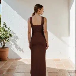 Shein Party Sleeveless Draped Neck Split Thigh Maxi Dress image 2