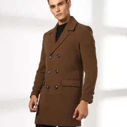 john players Men Double Breasted Slim Fit Warm Overcoat image 2