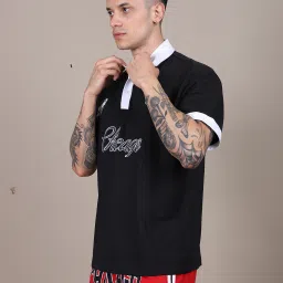 Shein Drop Shoulder Typographic Chest Print Polo Tshirt image 3