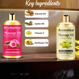 aromatico Set of 2 Rose Sandalwood & Ylang-Ylang Massage Oil for Natural Skin Moisturizer image 2