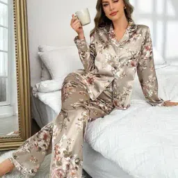 fyre rose Women Floral Print Shirt & Pyjamas Set image 2