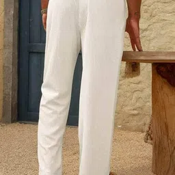 paralians Men Straight Fit Flat-Front Trousers with Insert Pockets image 2